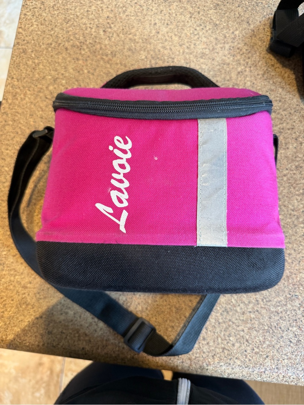 Pink & Black Kids Crossbody Lunch Bag with Reflective Accent